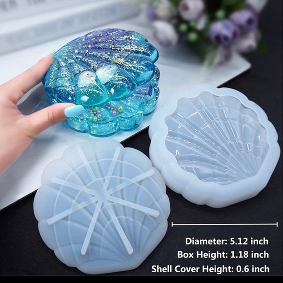 NEW 2pc SEASHELL SILICONE MOLDS SET W 2 BONUS GIFT PACKS RESIN DIY SHELL CRAFT - Picture 6 of 13